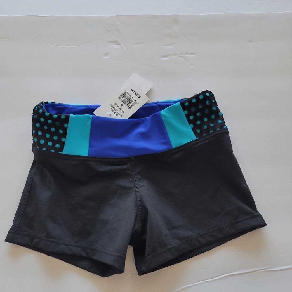 California Kisses girls blue black laser cut swimming shorts size M 7-8